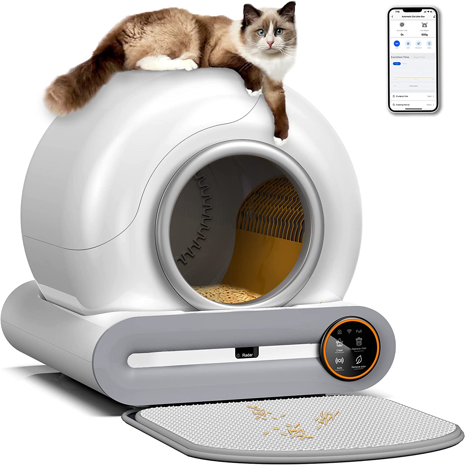 ZOOBERS Litter Robot 65L Self Cleaning Cat Litter Box with Remote App Control Automatic Spacious Design for Multiple Cats Odor Removal and Built in Sensors for Safe Cleaning Easy Maintenance