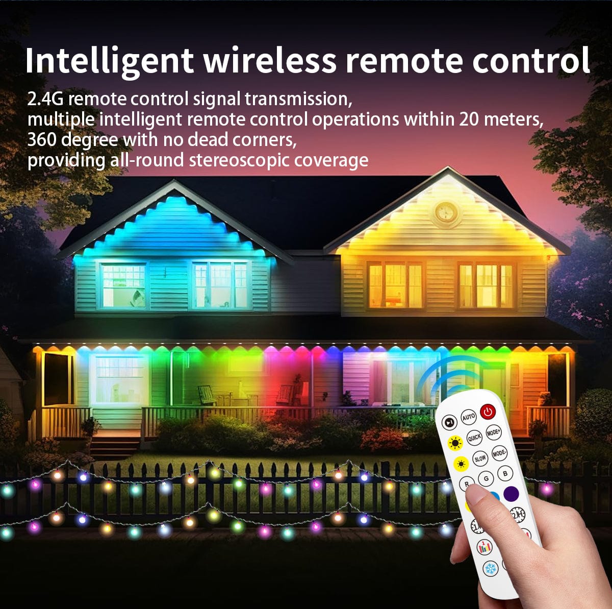 ZOOBERS Permanent Outdoor Lights - 50 ft/15 m RGBIC LED String, 30 LED Warm White Eave Lights, App & Remote Control - IP67 Waterproof with 75 Scene Modes for Outdoor Decorations ZOOBERS