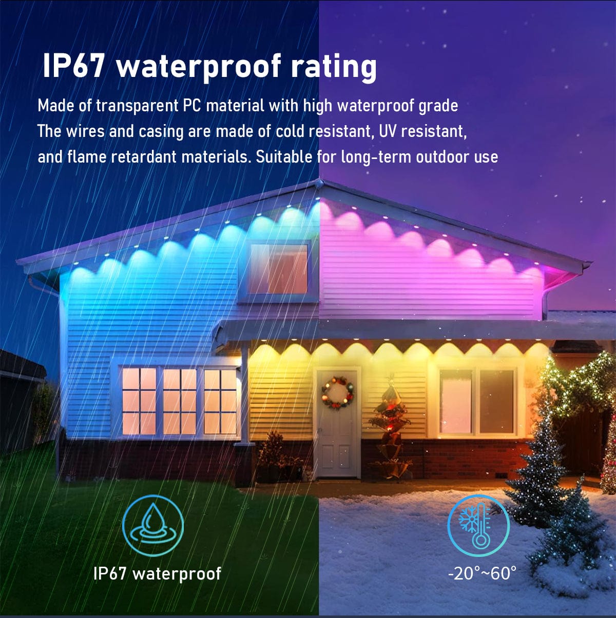 ZOOBERS Permanent Outdoor Lights - 50 ft/15 m RGBIC LED String, 30 LED Warm White Eave Lights, App & Remote Control - IP67 Waterproof with 75 Scene Modes for Outdoor Decorations ZOOBERS